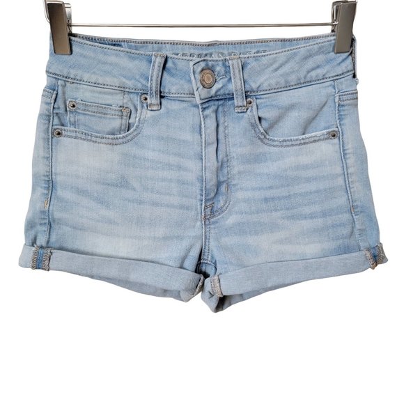 American Eagle Outfitters Pants - American Eagle Outfitters AEO Hi-Rise Shortie Rolled Cuff Light Wash Denim Short